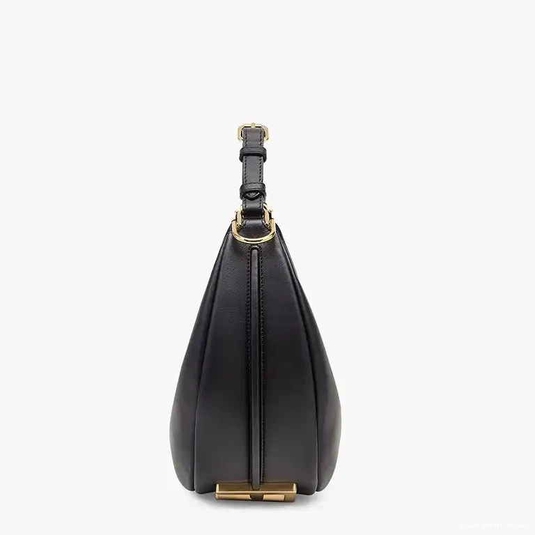 Affordable Black Fendi Fendigraphy Bag Hobo In Leather Small Calf 0520